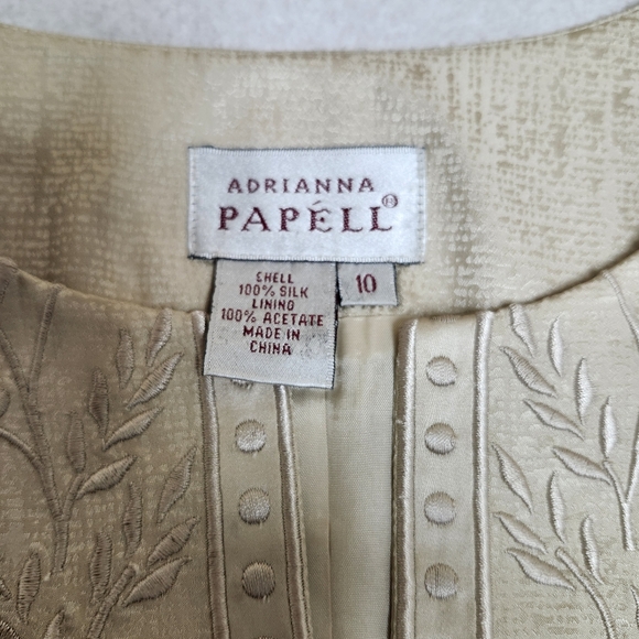 Adrianna Papell Size 10 Vintage Silk Skirt Suit Set Champagne Formal Midi READ - Picture 5 of 11